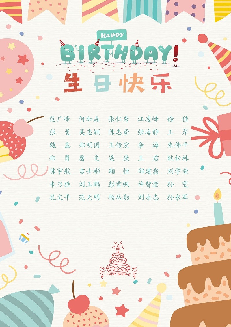 【生日祝?！抗ё?1月生日的員工生日快樂(lè )！